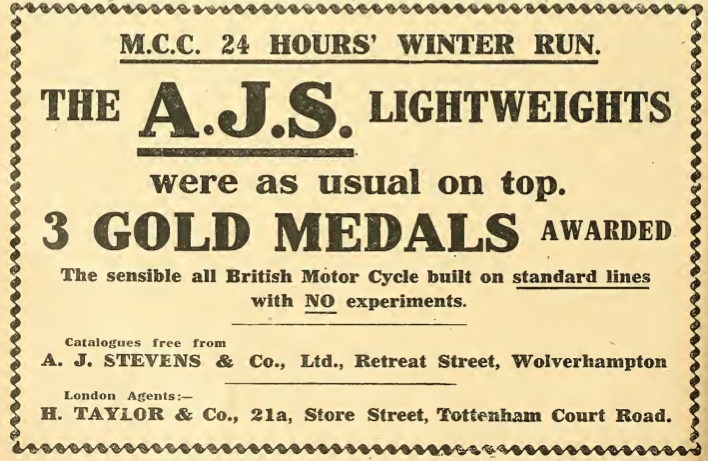 1911 AJS ADVERT A:W