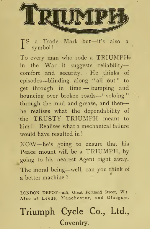 1919 TRIUMPH AD