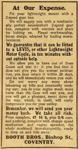 1920 BOOTH GEARS AD