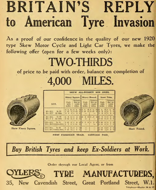 1920 OYLERS TYRES AD