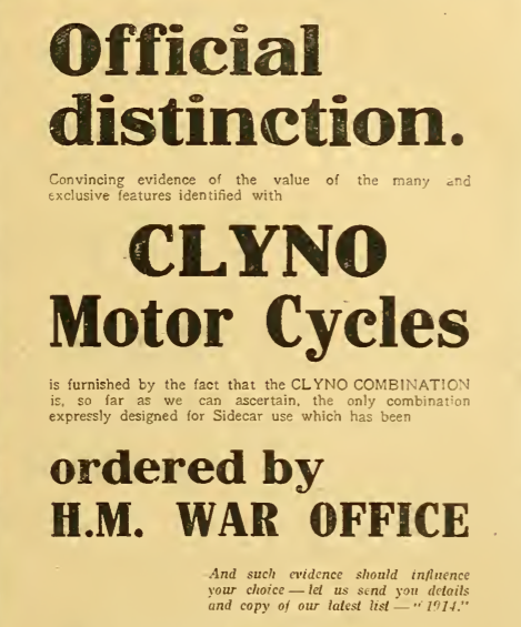 1914 CLYNO AD