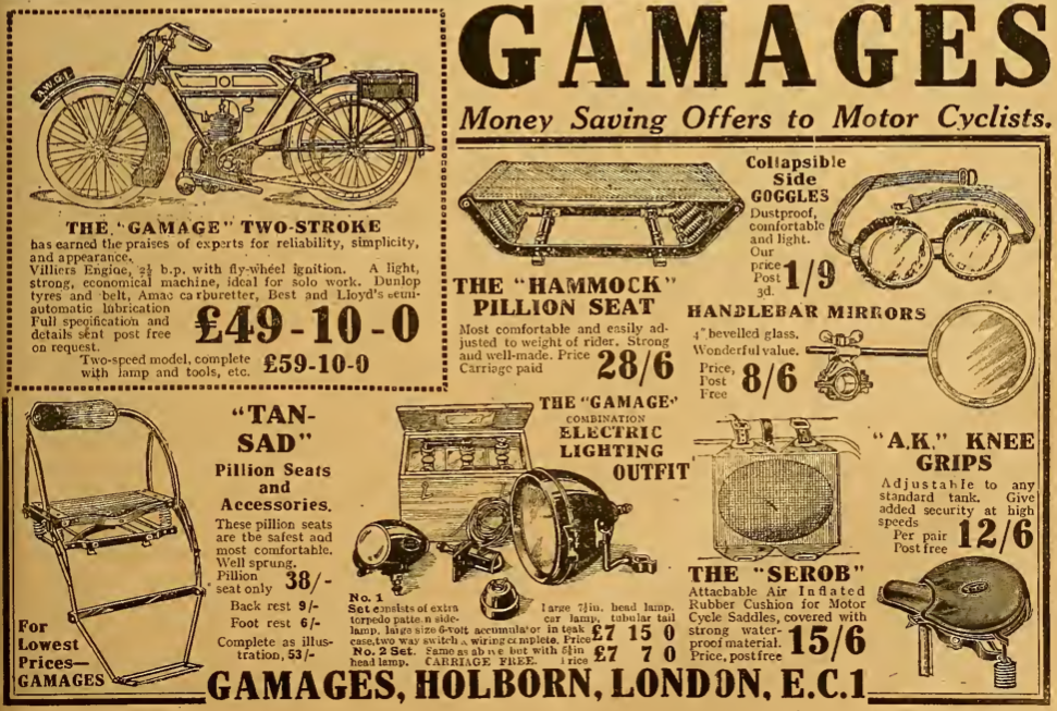 1921 GAMAGES 2 AD