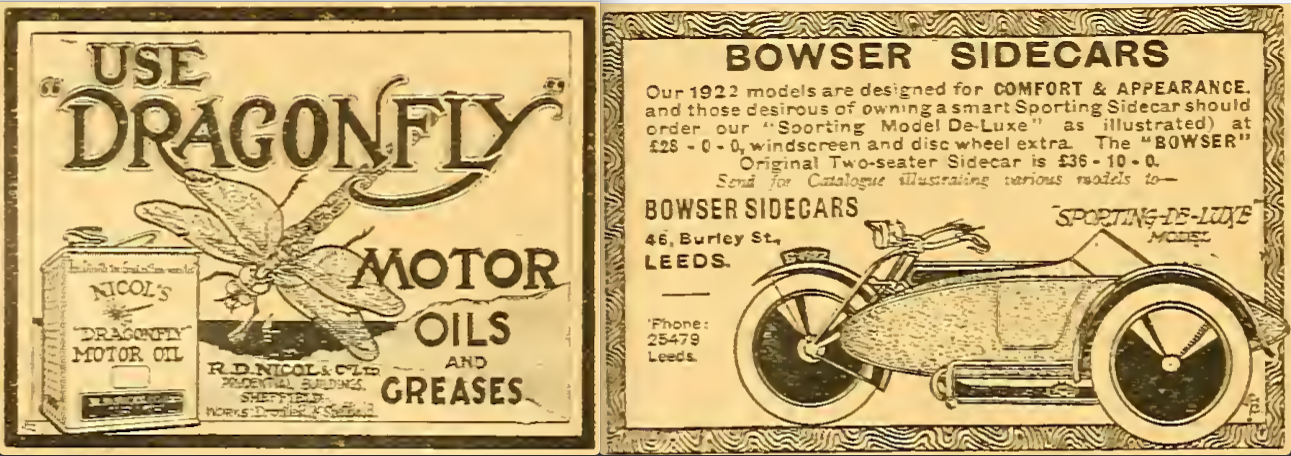 1922 DRAGONFLY BOWSER ADS