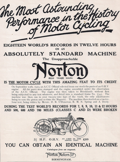 1923 NORTON RECORD AD