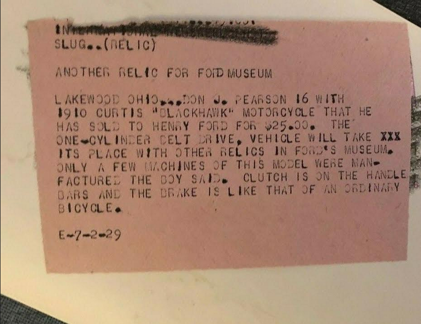 1910 CURTISS BLACKHAWK CAPTION U