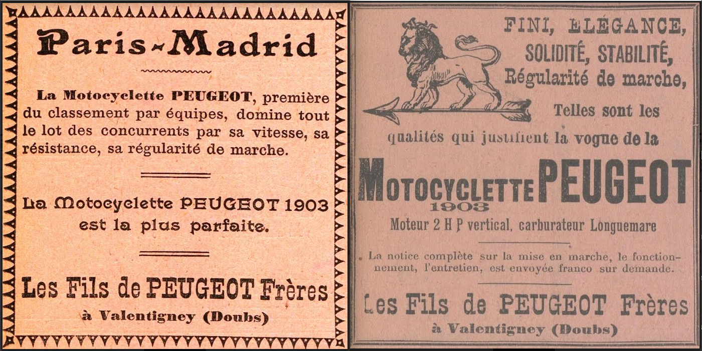 1903 PEUGEOT ADS