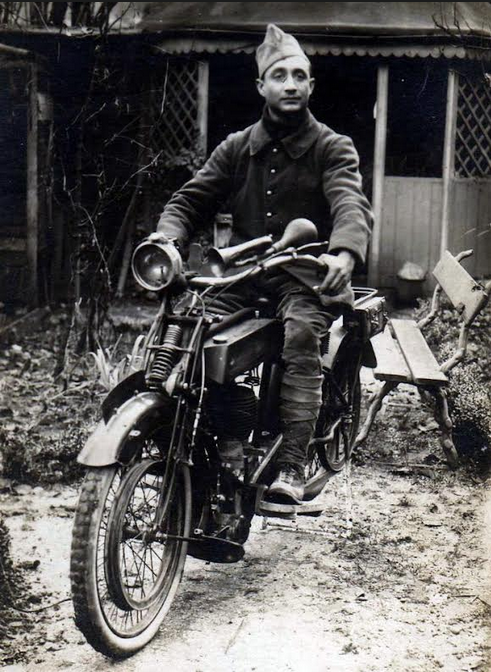 WW1 DR POSES BY BENCH