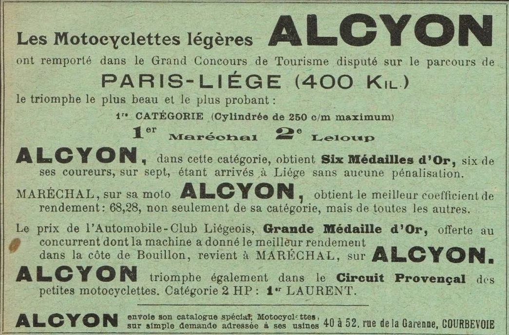 1912 ALCYON AD FRANCE
