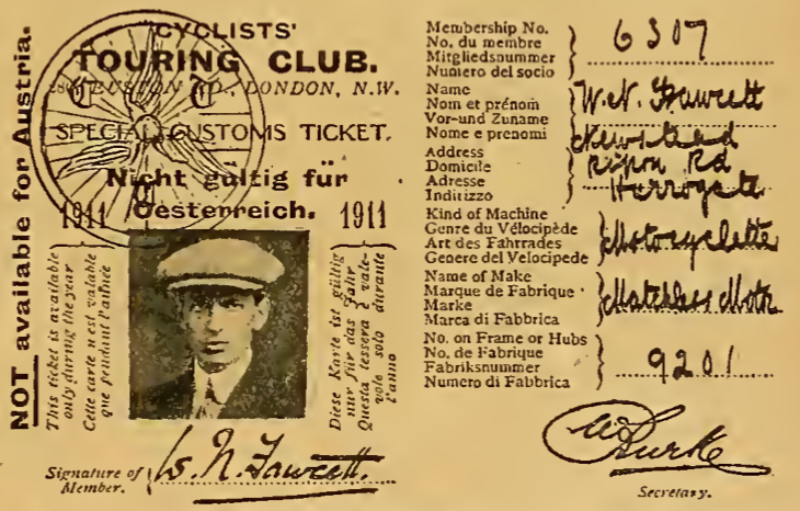1912 TYROL CTC TICKET