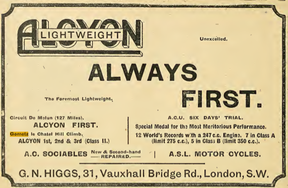 1921 ALCYON AD GOMETZ