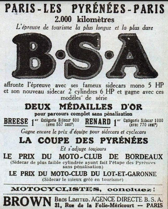 1921 BSA AD FRANCE