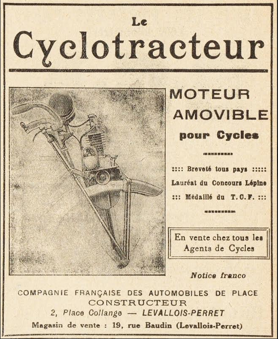 1921 CYCLOTRACTEUR AD