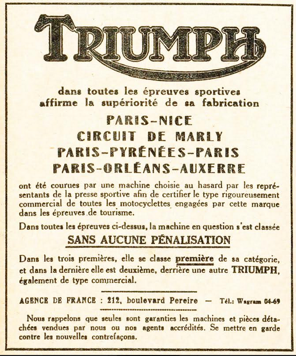 1921 TRIUMPH AD