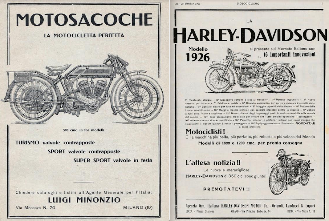1925 MOTOSACOCHE HARLEY ADS