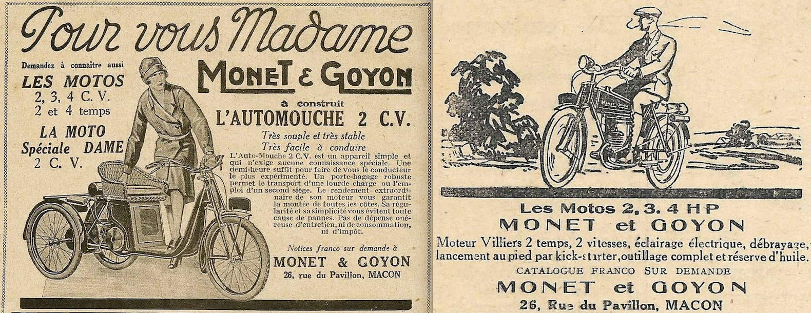 1926 MONET GOYON ADS