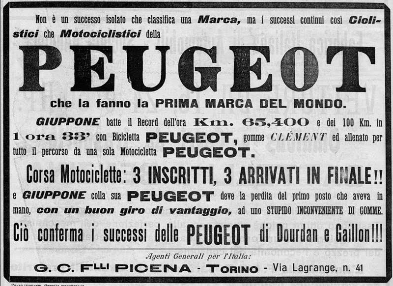 1903 PEUGEOT WINS AD
