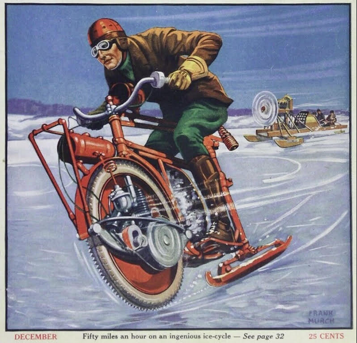 CARTOON 1920s ICEBIKE