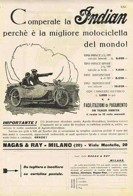 1927 ITALIAN INDIAN AD