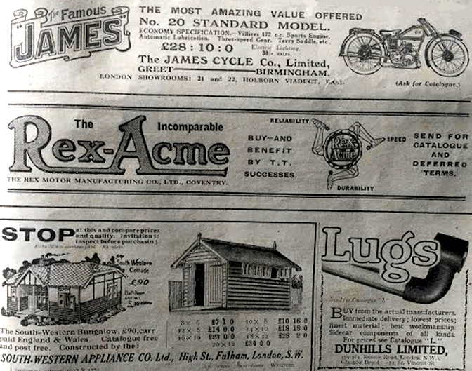 1927 JAMES REX SHEDS ADS