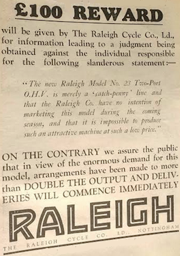 1927 RALEIGH AD