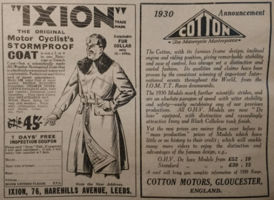 1929 IXION-COTTON ADS
