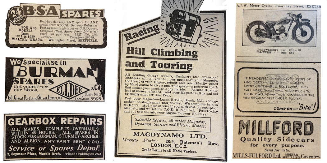 1930 BSA BURMAN AJW ETC ADS