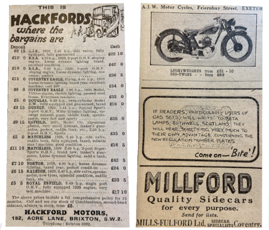 1930 HACKFORD AJW ETC ADS