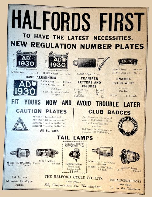 1930 HALFORDS PLATES AD