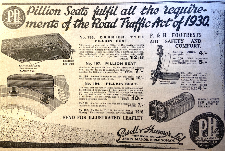 1931 P&H SEATS AD