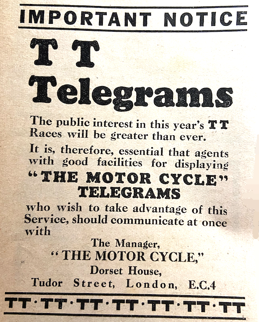 1931 TT TELEGRAM AD
