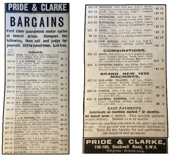 1931 PRIDE & CLARKE AD