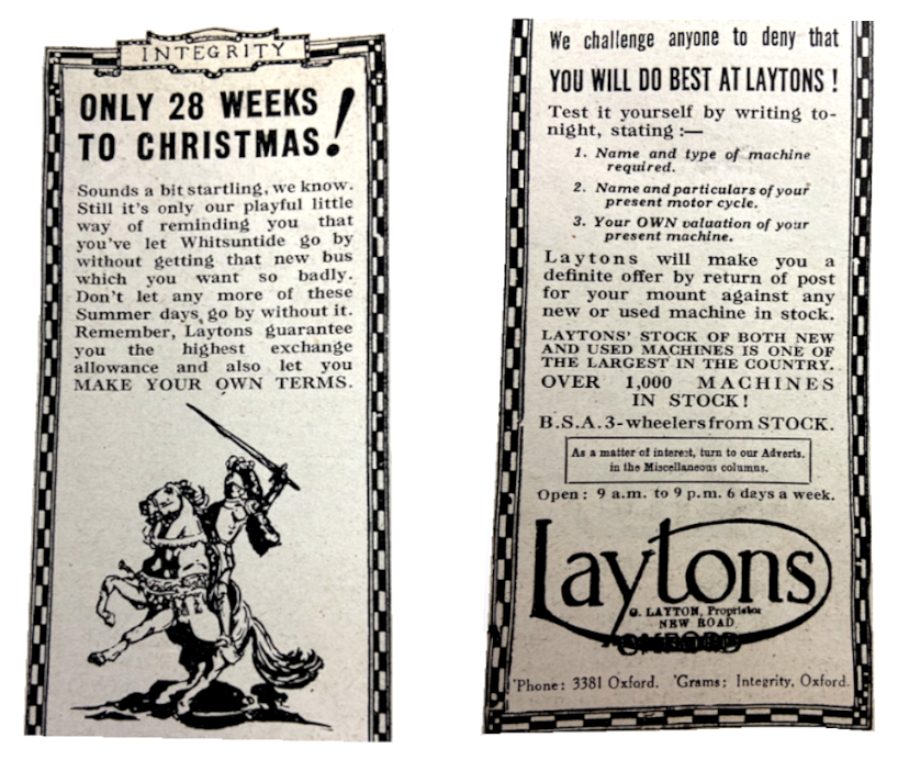 1933 LAYTONS AD