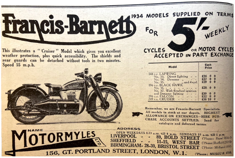 1934 MOTOMYLES FB AD