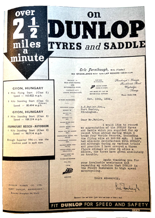 1936 DUNLOP FERNI AD