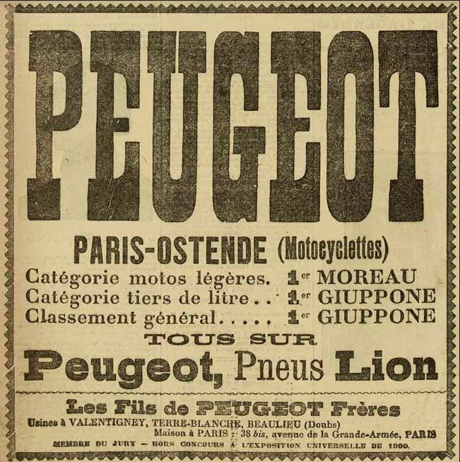 1907 PEUGEOT PARIS-OSTENDE AD