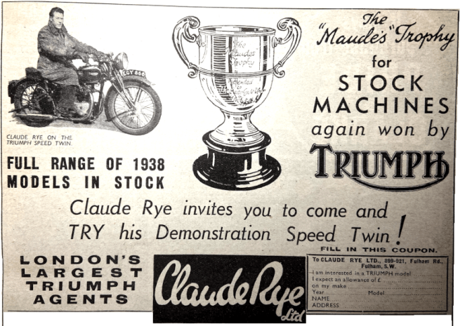 1937 CLAUDE RYE AD