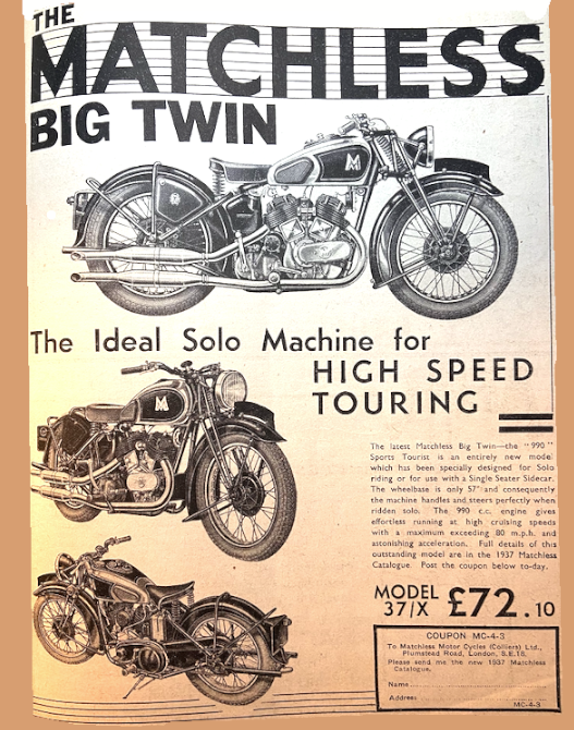 1937 MATCHLESS TWIN AD