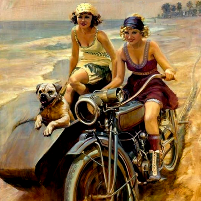 1920s COLOUR CUTIES + DOG