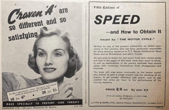 1938 CRAVEN A SPEED ADS