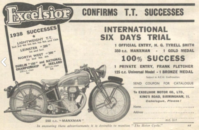 1938 ISDT EXCELSIOR AD