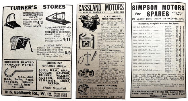 1938 TURNERS CASSLAND ETC ADS