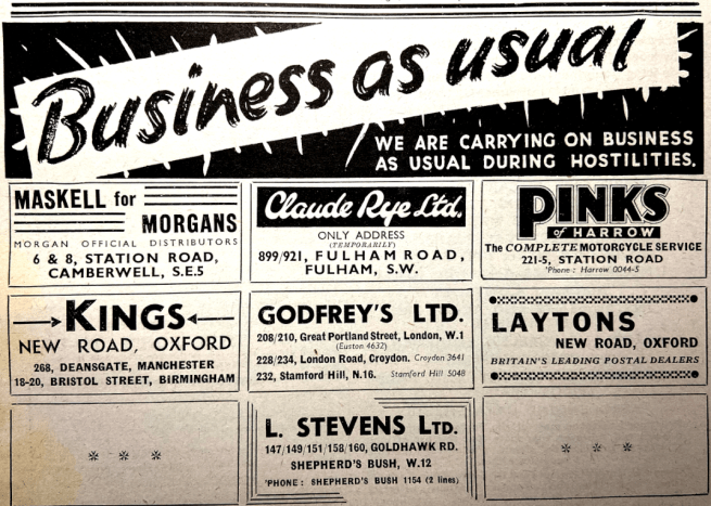 1939 BIZ AS USUAL WAR ADS