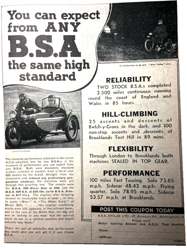 1939 BSA MARATHON AD