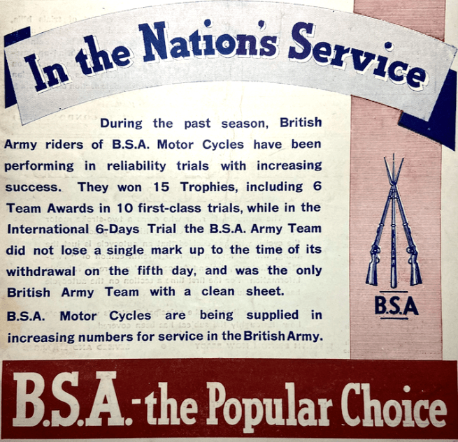 1939 BSA WAR AD