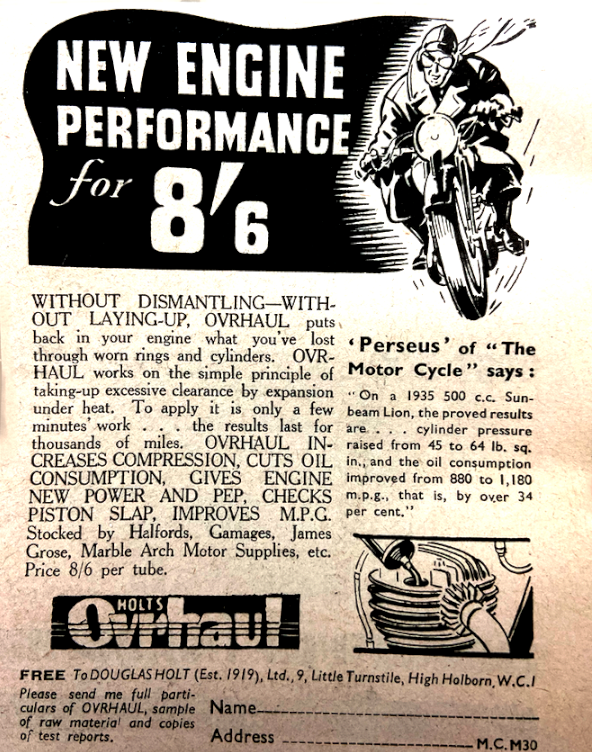 1939 HOLTS OVERHAUL AD