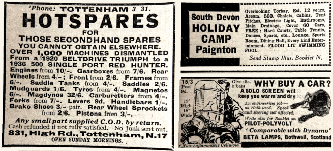 1939 HOTSPARES ETC ADS