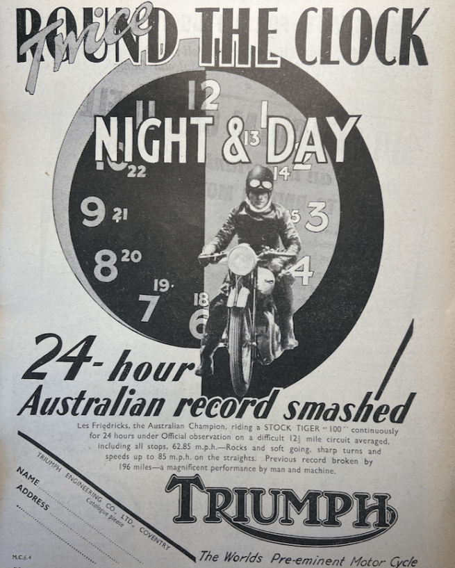 1939 TRIUMPH OZ RECORD AD