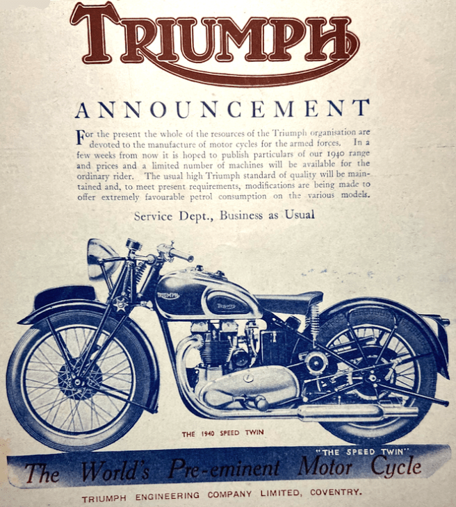 1939 TRIUMPH WAR AD