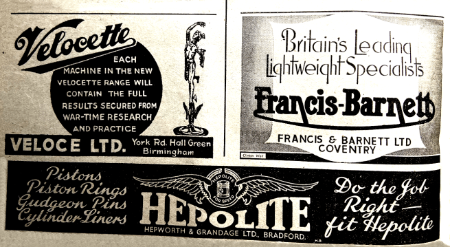 1945 VELO FB HEPOLITE ADS