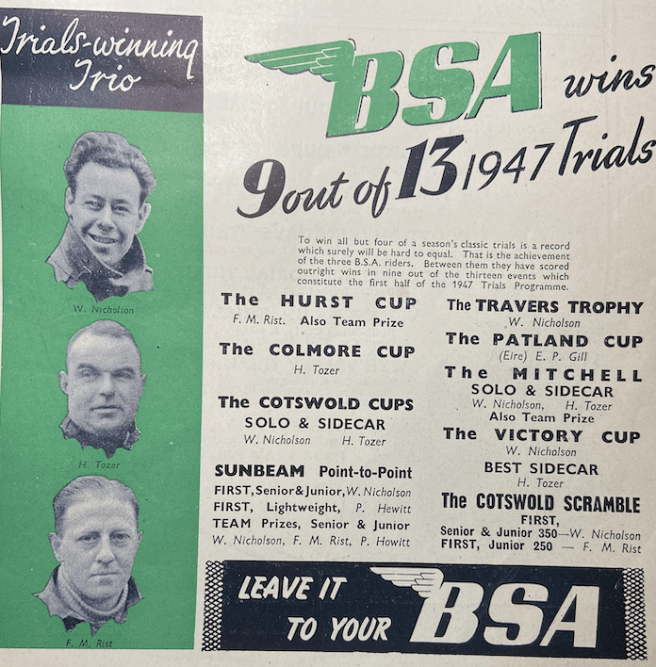 1947 BSA TRIALS AD